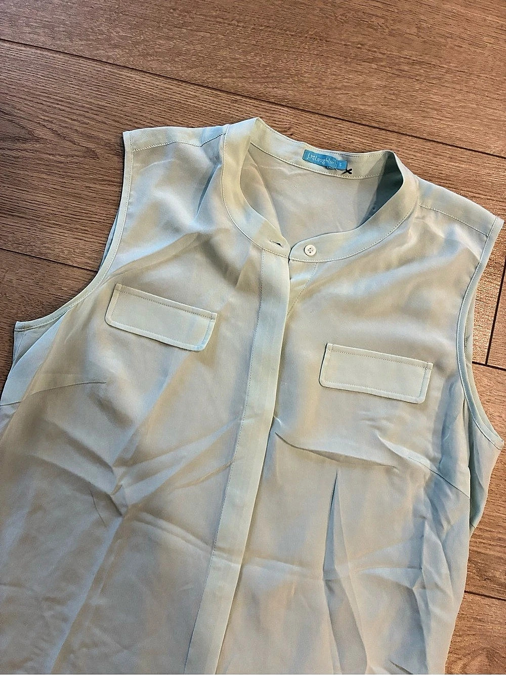 J. McLaughlin Women’s Banded Collar Sleeveless Silk Top Mint Green Size S